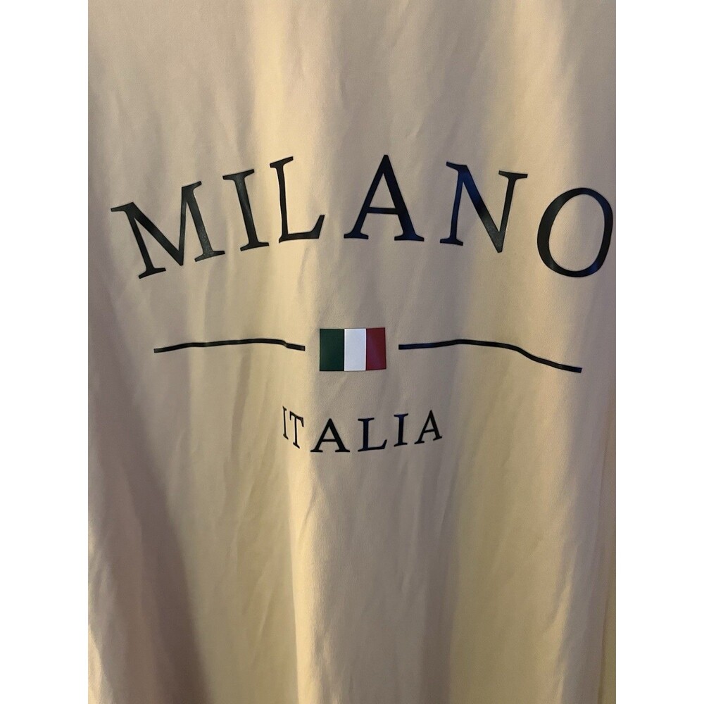 MILANO ITALIA Graphic Logo Crew Neck Short Sleeve T-Shirt XL Men's Beige - Picture 3 of 4